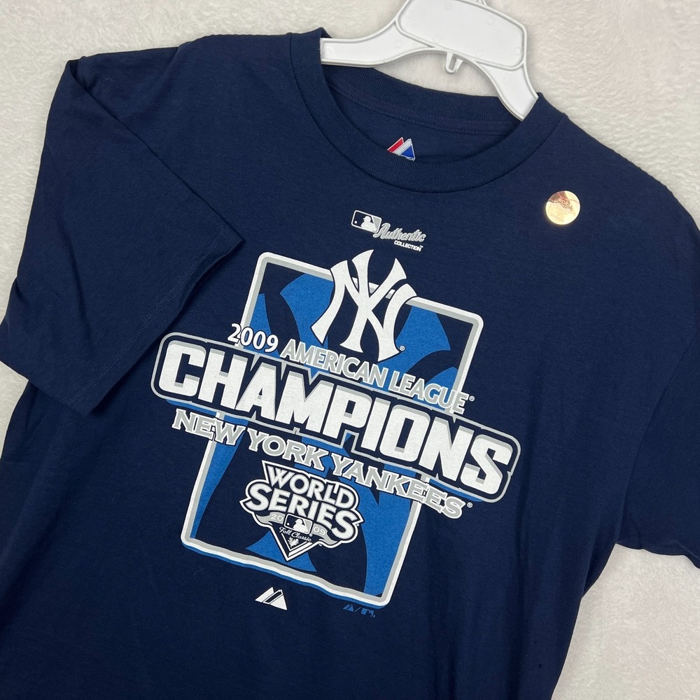 Majestic New York Yankees 2009 Champions T Shirt Mens Large New World Series‎